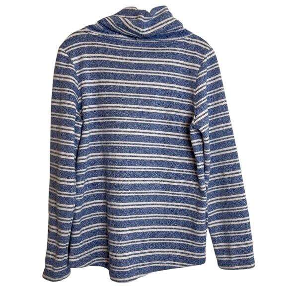 L.L.Bean Womens Cowl Neck Pullover Sweater M Blue White Stripe Long Sleeve - Picture 4 of 6